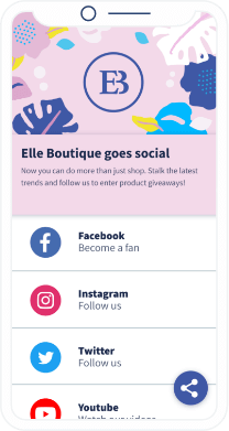 retailer app social media screenshot