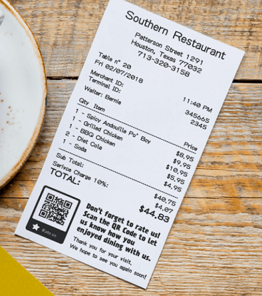 restaurant receipt closeup 1